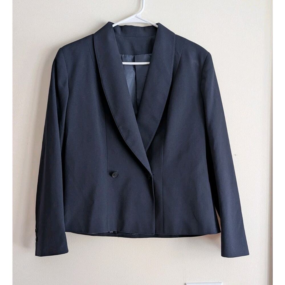 Women's Cropped Wool Navy Blazer Deadstock Vintage NWT Size 10